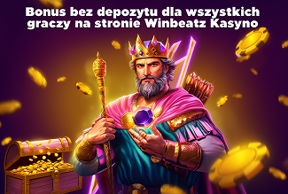 baner z napisem o bonusie bez depozytu dla wszystkich na stronie Winbeatz Kasyno